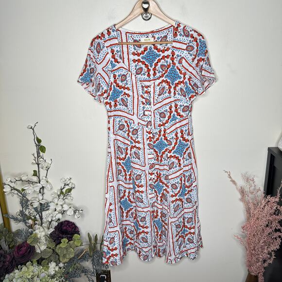 ANTHROPOLOGIE x MAEVE Praslin Tile Printed Midi Dress Sz 4 {3B17} - Picture 2 of 5